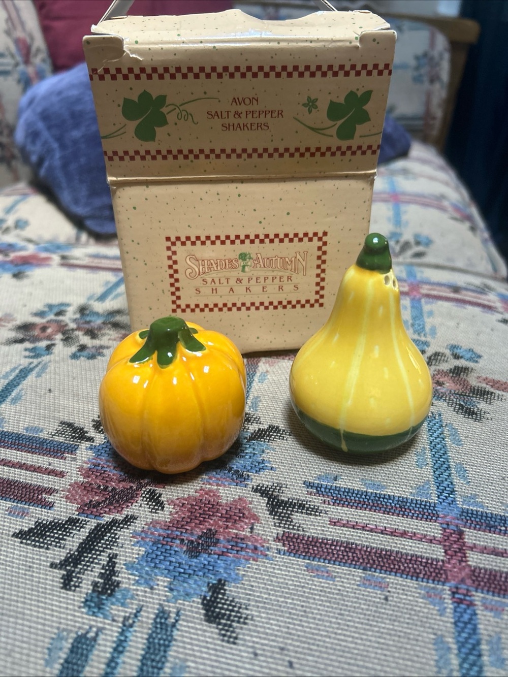 Avon Yellow Pumpkin & Gourd Ceramic Salt and Pepper Shakers